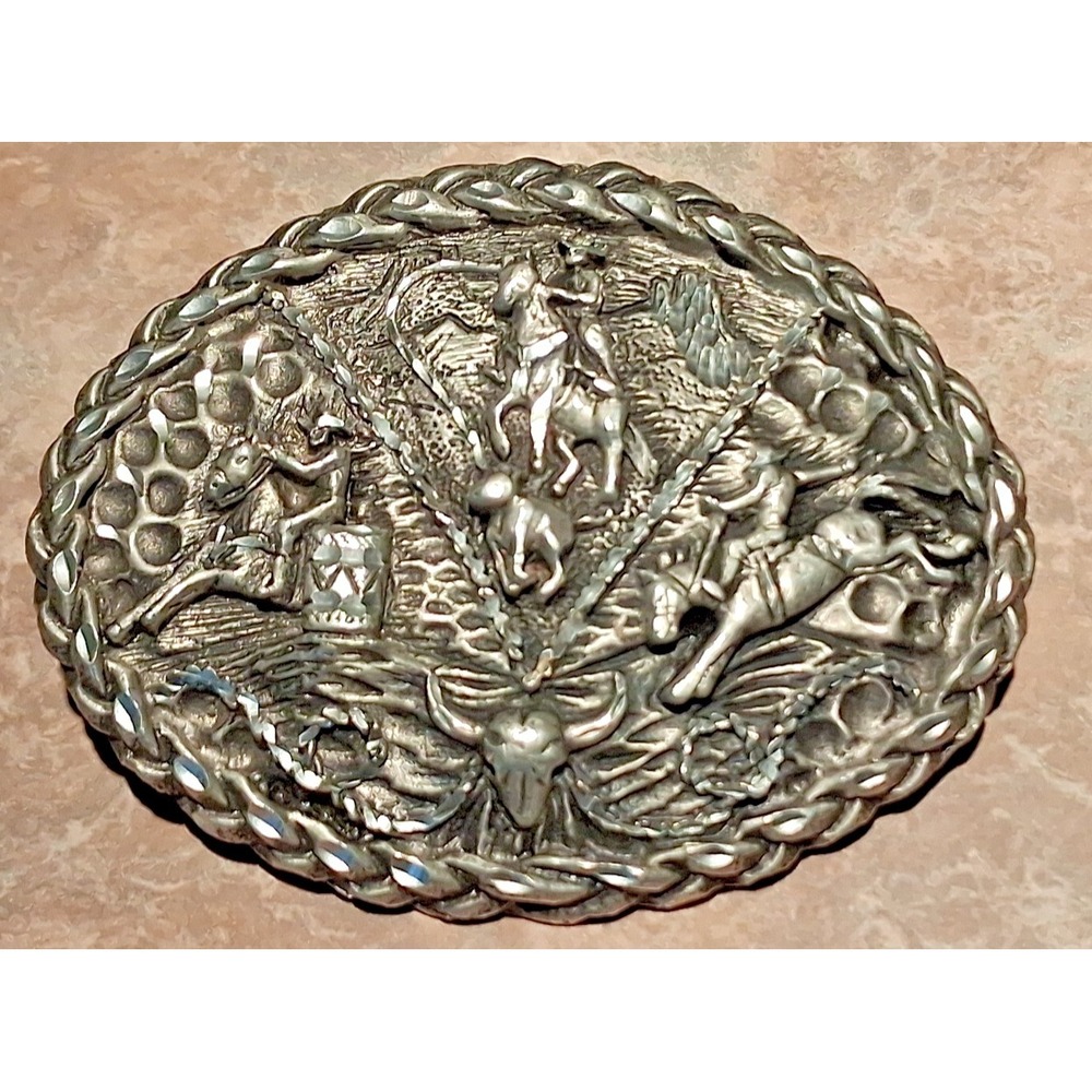 Vintage‎ EGE Metal Western Rodeo Belt Buckle 1992 Made In USA